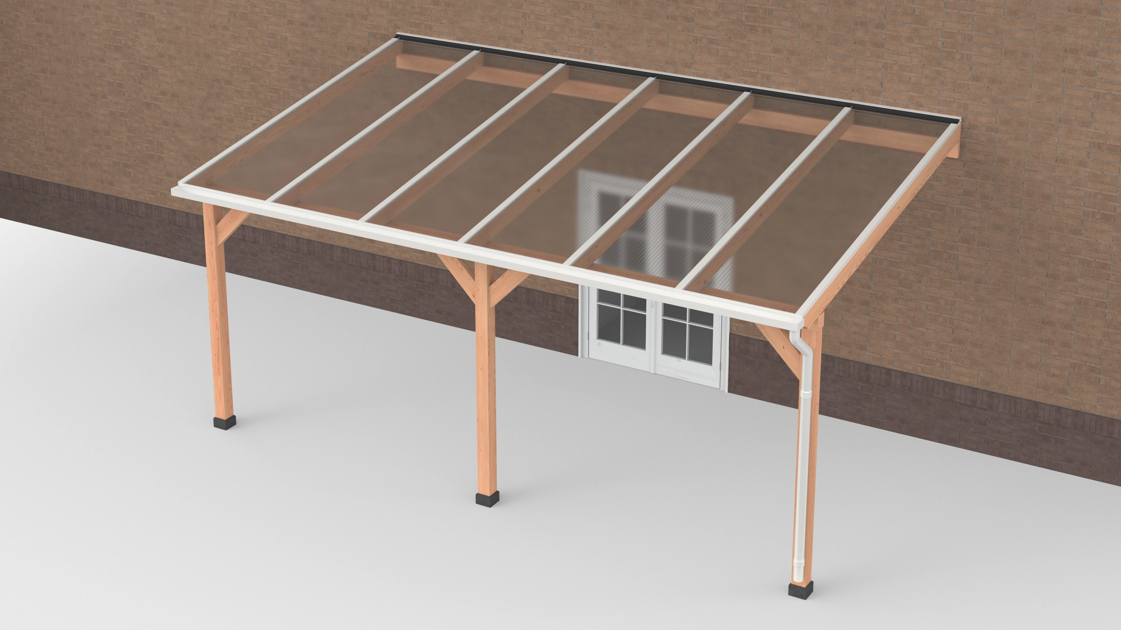 Douglas Terrasoverkapping Wit Polycarbonaat Helder Geschaafd 600 x 350 cm - Afbeelding 1